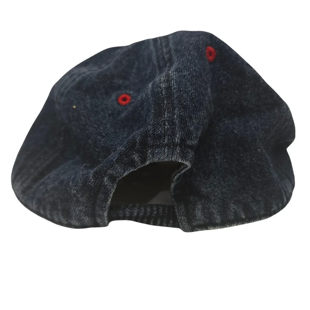 Toddler‎ Old Navy Hat Denim 4T- 5T Cap Elastic Back Red Retro Embroidered Logo